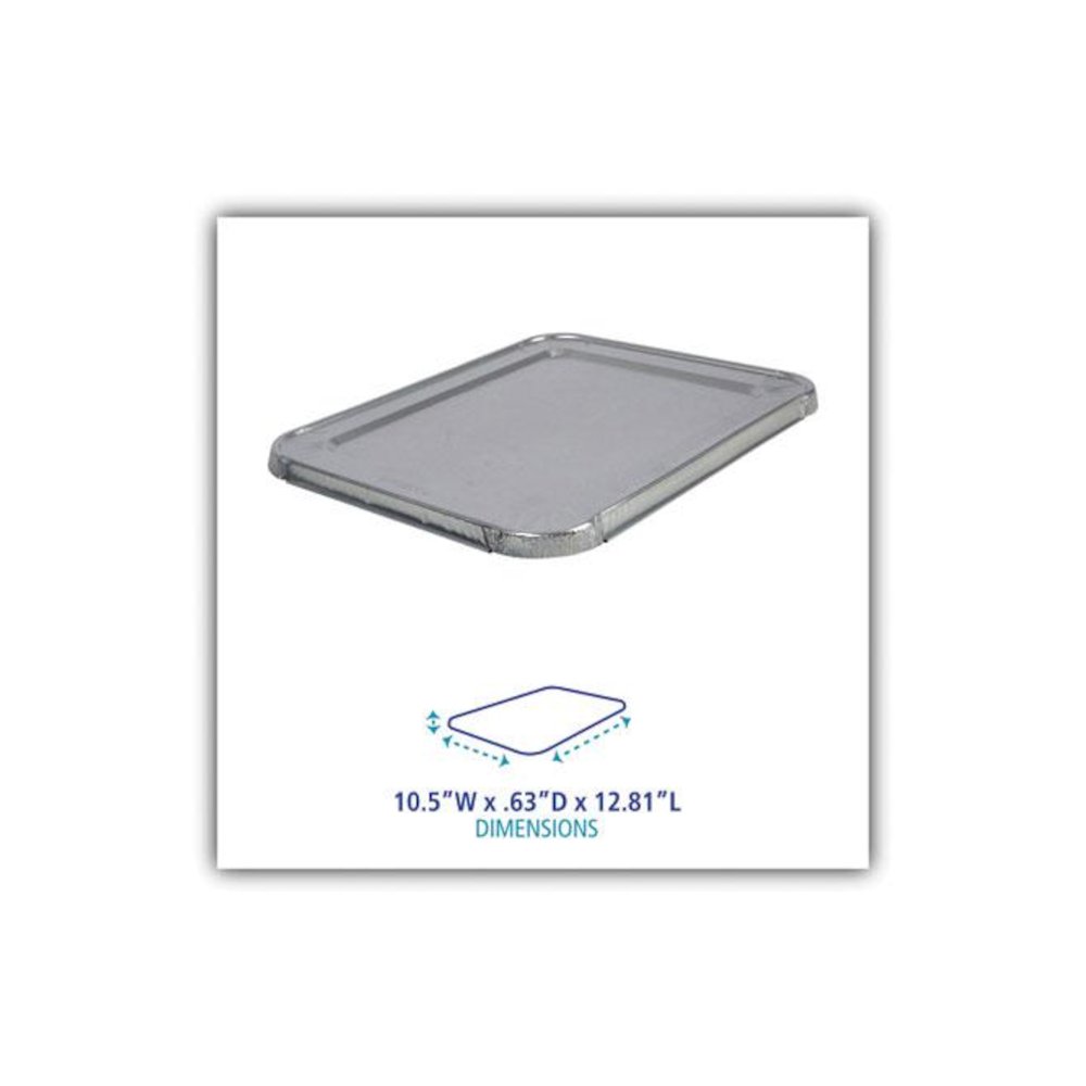 Aluminum Steam Table Pan Lids, Fits Half-Size Deep Pan, 290 Gauge, 0.63" Deep, 10.5 x 12.81, 100/Carton. Picture 4