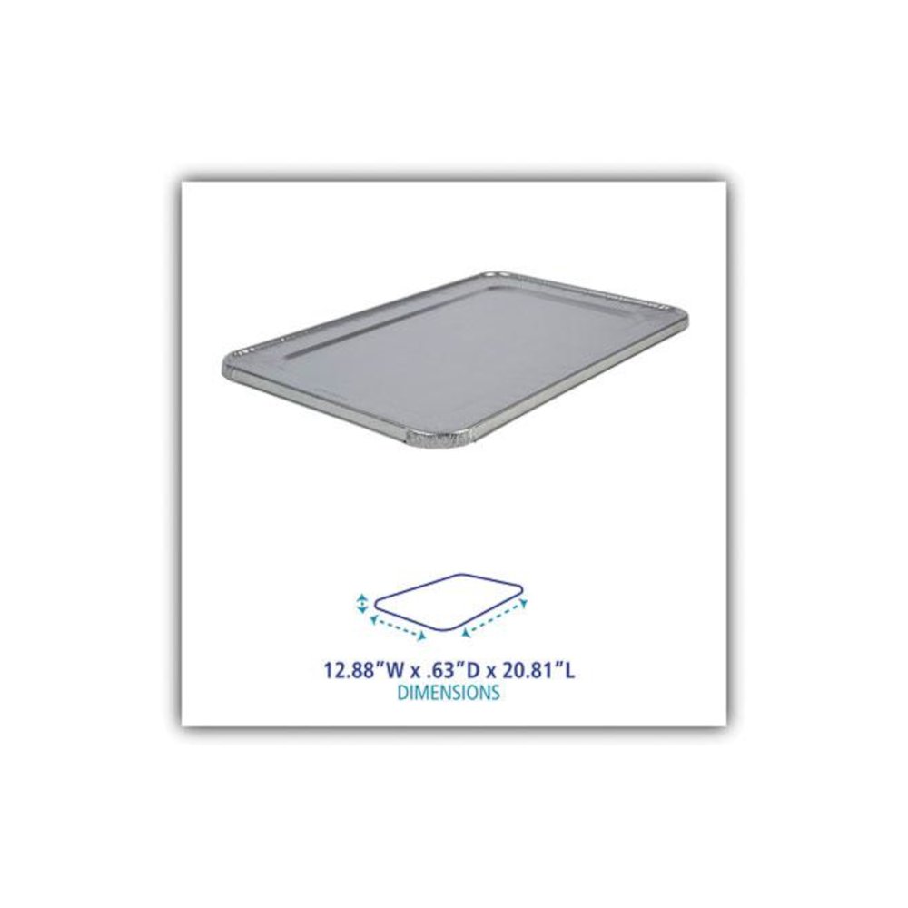 Aluminum Steam Table Pan Lids, Fits Full-Size Deep Pan, 380 Gauge, 0.63" Deep, 12.88 x 20.81, 50/Carton. Picture 4