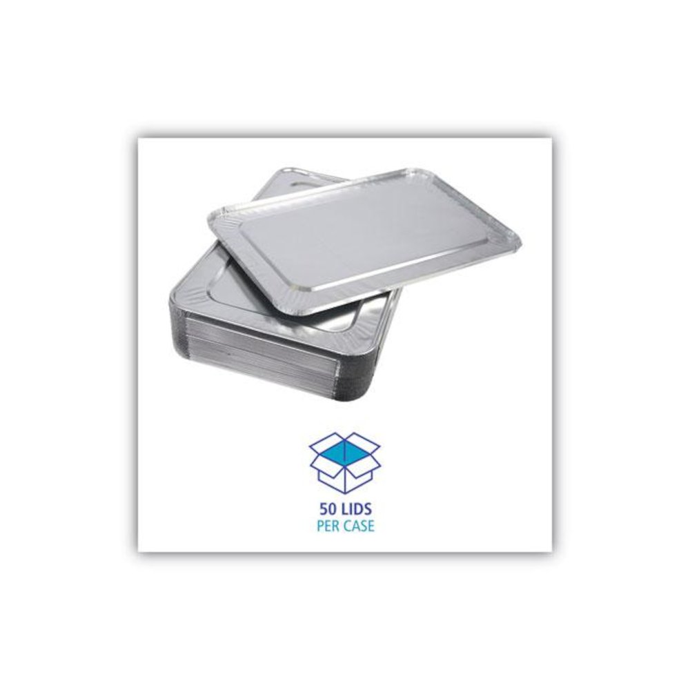 Aluminum Steam Table Pan Lids, Fits Full-Size Deep Pan, 380 Gauge, 0.63" Deep, 12.88 x 20.81, 50/Carton. Picture 6