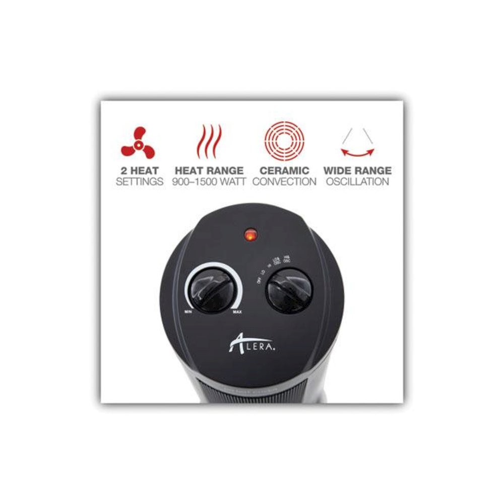 Mini Tower Ceramic Heater, 1,500 W, 7.37 x 7.37 x 17.37, Black. Picture 4