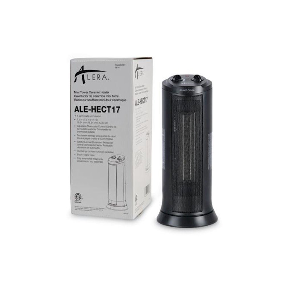 Mini Tower Ceramic Heater, 1,500 W, 7.37 x 7.37 x 17.37, Black. Picture 6