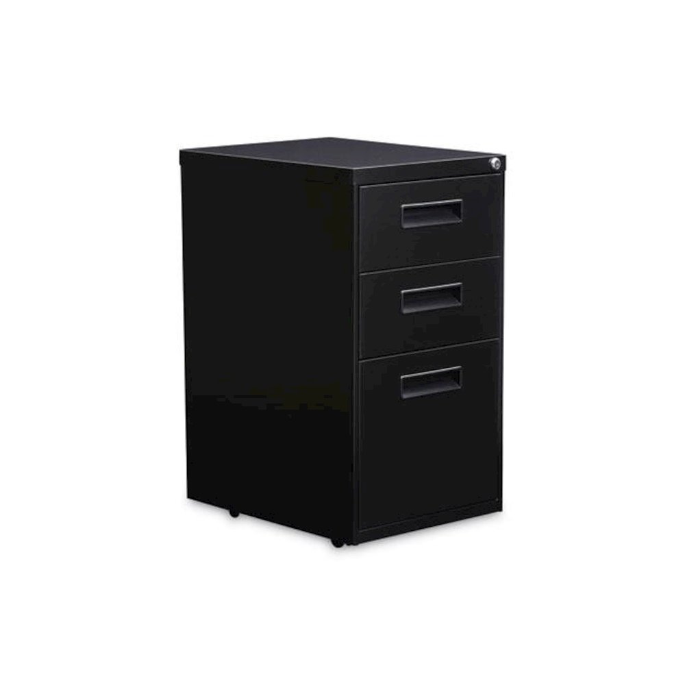 File Pedestal, Left or Right, 3-Drawers: Box/Box/File, Legal/Letter, Black, 14.96" x 19.29" x 27.75". Picture 1