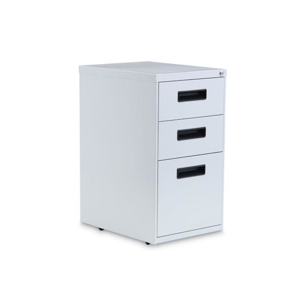 File Pedestal, Left or Right, 3-Drawers: Box/Box/File, Legal/Letter, Light Gray, 14.96" x 19.29" x 27.75". Picture 1