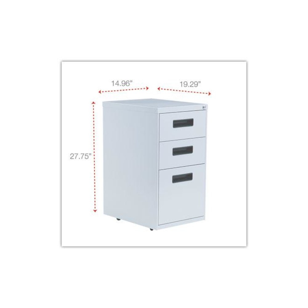 File Pedestal, Left or Right, 3-Drawers: Box/Box/File, Legal/Letter, Light Gray, 14.96" x 19.29" x 27.75". Picture 3