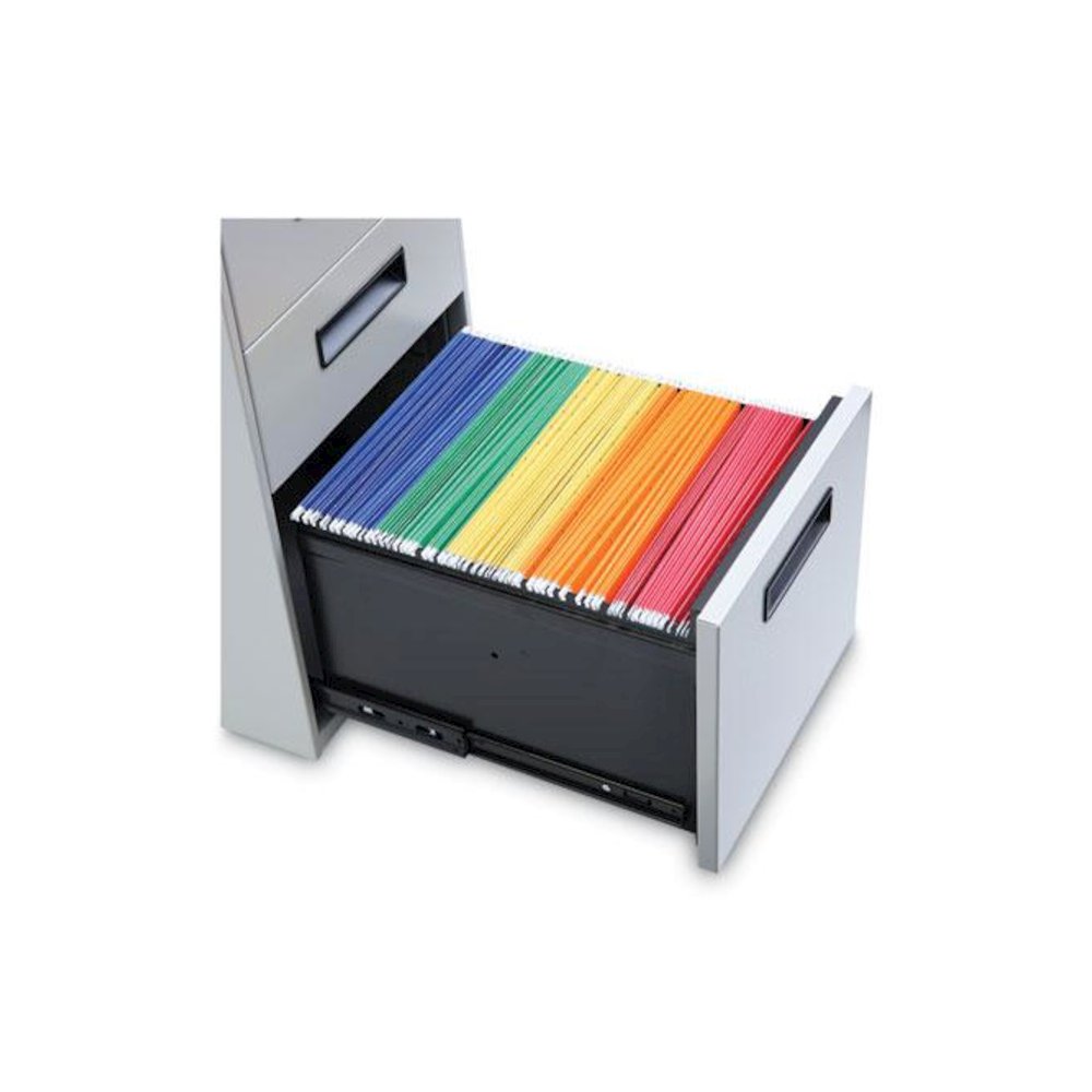 File Pedestal, Left or Right, 3-Drawers: Box/Box/File, Legal/Letter, Light Gray, 14.96" x 19.29" x 27.75". Picture 6