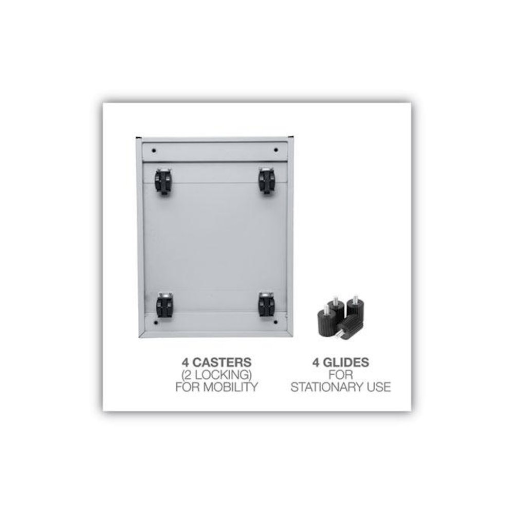 File Pedestal, Left or Right, 3-Drawers: Box/Box/File, Legal/Letter, Light Gray, 14.96" x 19.29" x 27.75". Picture 8