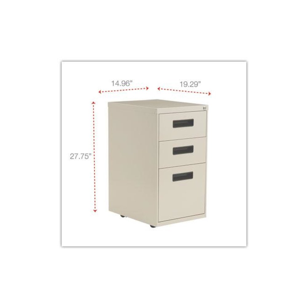 File Pedestal, Left or Right, 3-Drawers: Box/Box/File, Legal/Letter, Putty, 14.96" x 19.29" x 27.75". Picture 3