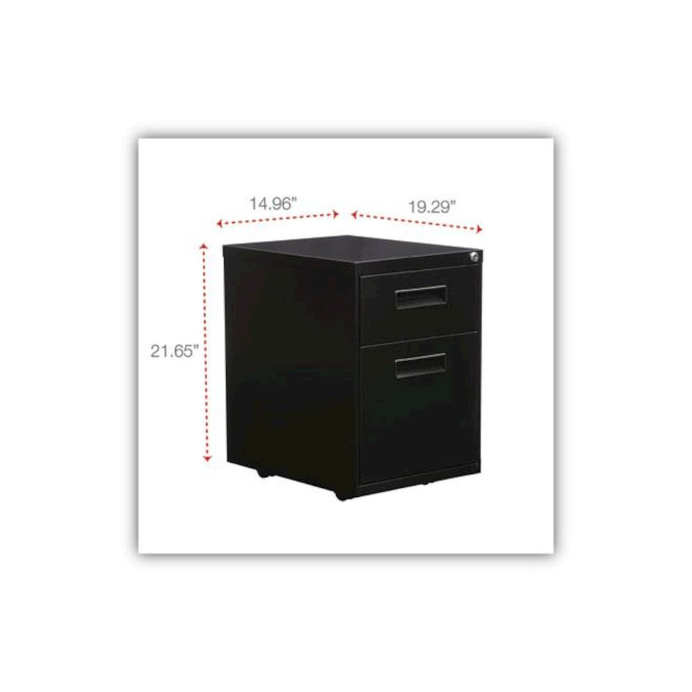 File Pedestal, Left or Right, 2-Drawers: Box/File, Legal/Letter, Black, 14.96" x 19.29" x 21.65". Picture 3
