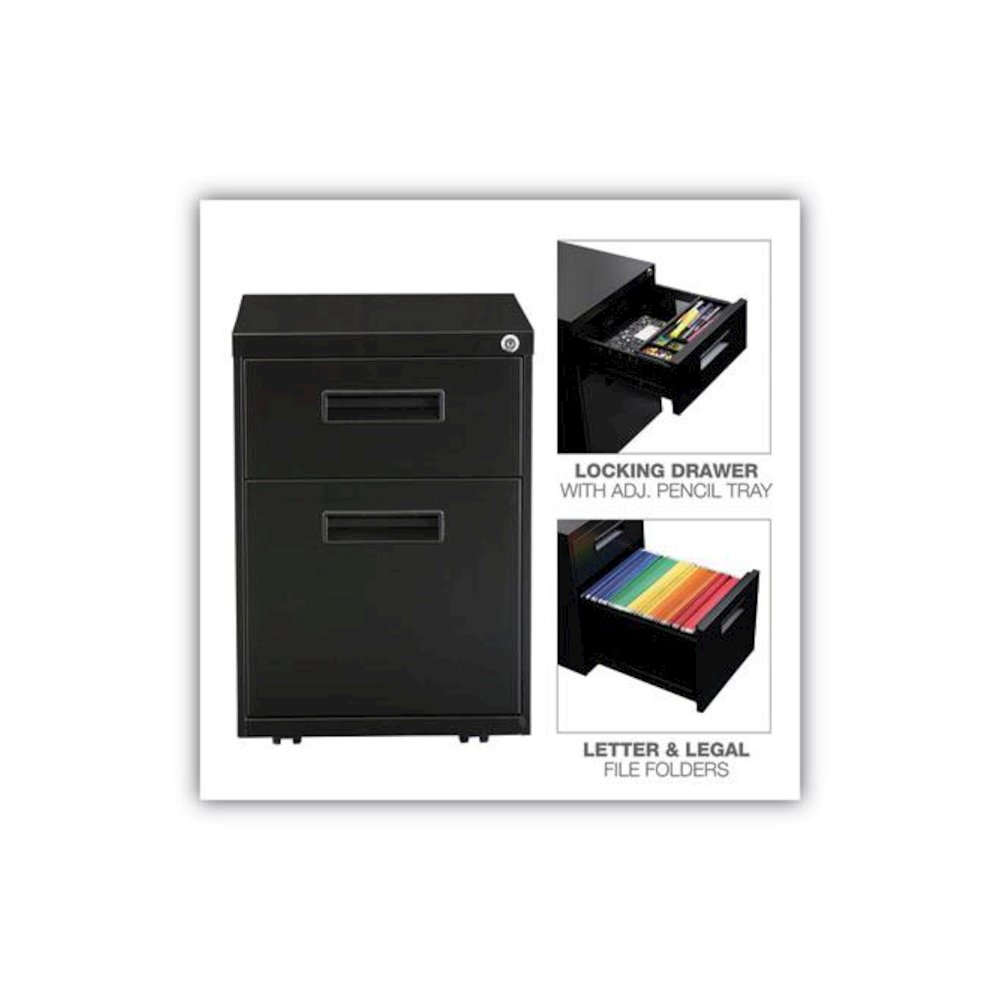 File Pedestal, Left or Right, 2-Drawers: Box/File, Legal/Letter, Black, 14.96" x 19.29" x 21.65". Picture 4