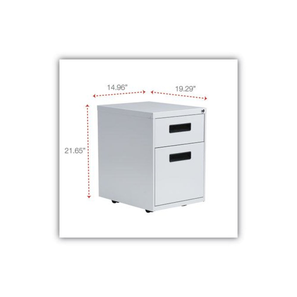 File Pedestal, Left or Right, 2-Drawers: Box/File, Legal/Letter, Light Gray, 14.96" x 19.29" x 21.65". Picture 3
