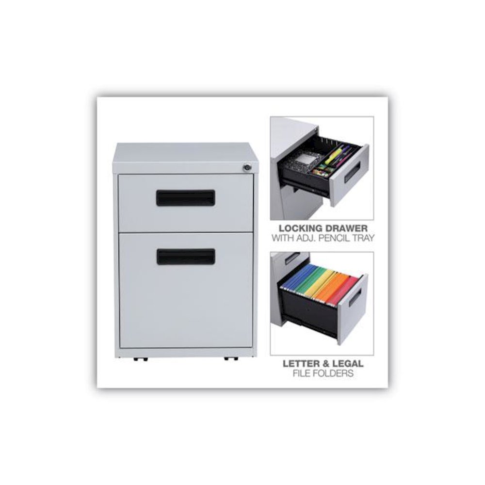 File Pedestal, Left or Right, 2-Drawers: Box/File, Legal/Letter, Light Gray, 14.96" x 19.29" x 21.65". Picture 4