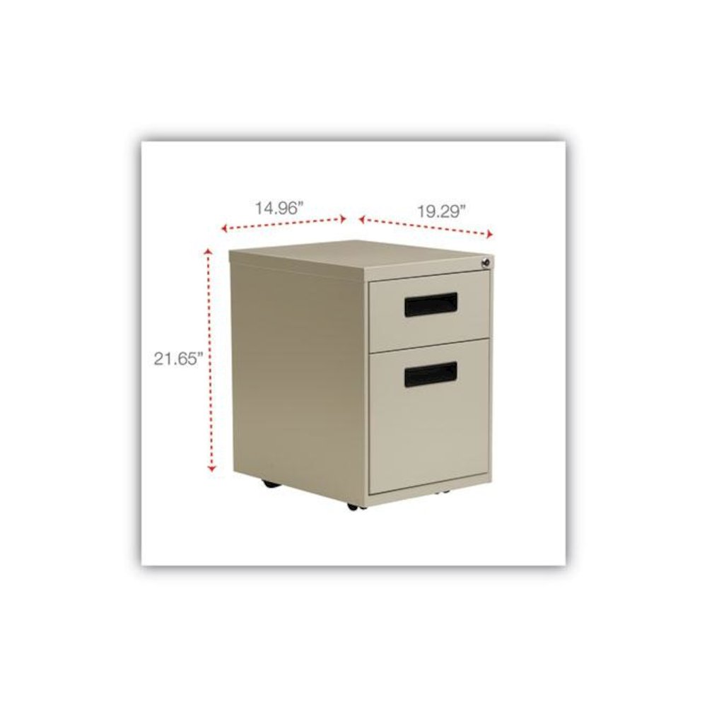 File Pedestal, Left or Right, 2-Drawers: Box/File, Legal/Letter, Putty, 14.96" x 19.29" x 21.65". Picture 3
