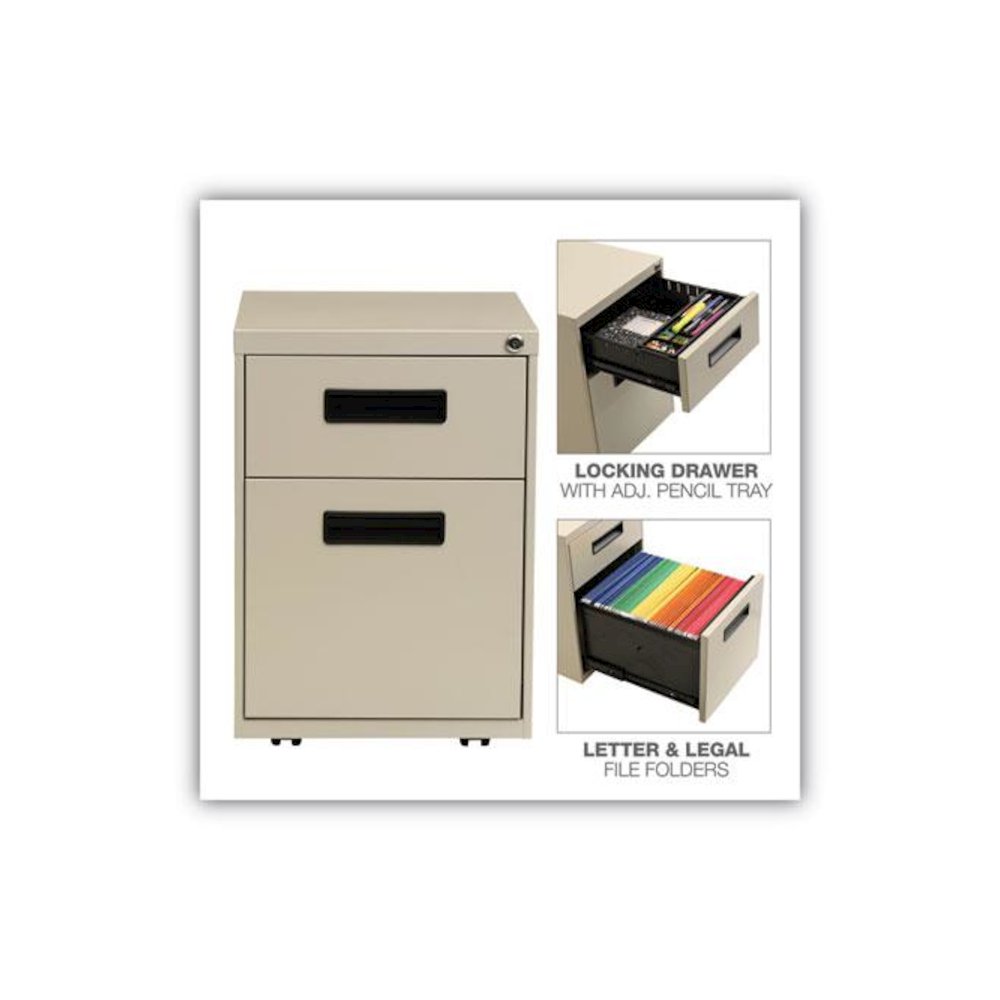 File Pedestal, Left or Right, 2-Drawers: Box/File, Legal/Letter, Putty, 14.96" x 19.29" x 21.65". Picture 4