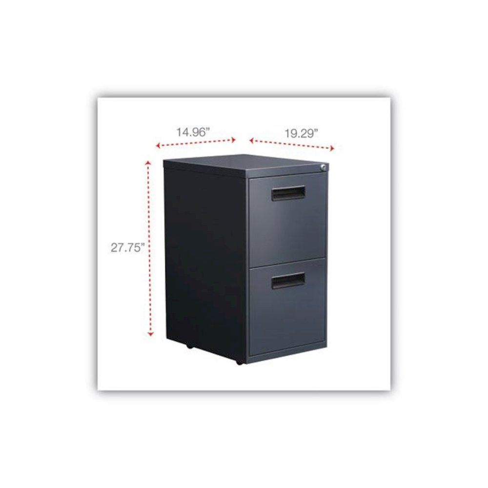 File Pedestal, Left or Right, 2 Legal/Letter-Size File Drawers, Charcoal, 14.96" x 19.29" x 27.75". Picture 3