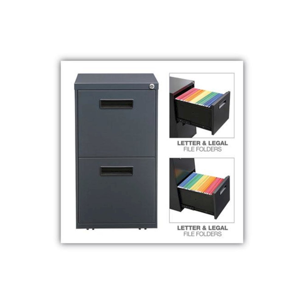 File Pedestal, Left or Right, 2 Legal/Letter-Size File Drawers, Charcoal, 14.96" x 19.29" x 27.75". Picture 4