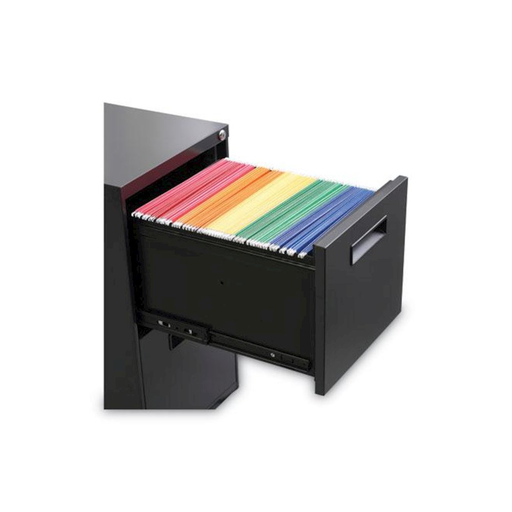 File Pedestal, Left or Right, 2 Legal/Letter-Size File Drawers, Charcoal, 14.96" x 19.29" x 27.75". Picture 5