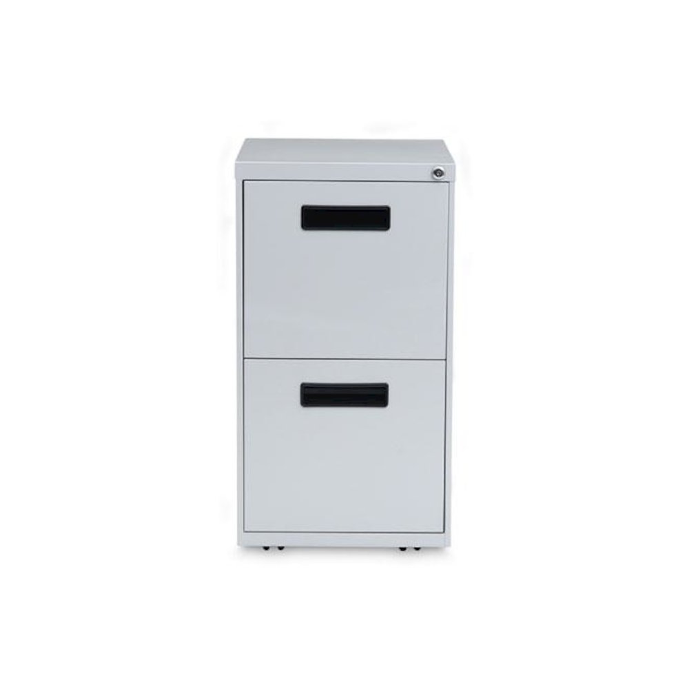 File Pedestal, Left or Right, 2 Legal/Letter-Size File Drawers, Light Gray, 14.96" x 19.29" x 27.75". Picture 2