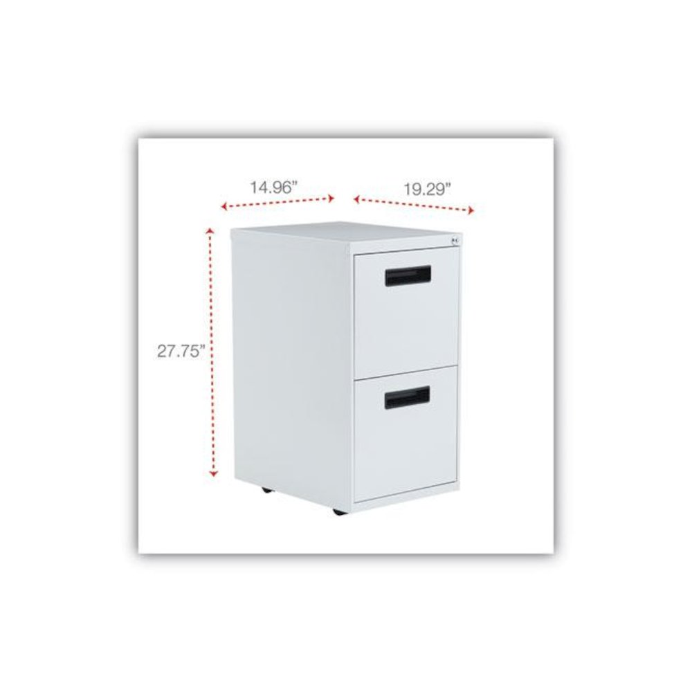 File Pedestal, Left or Right, 2 Legal/Letter-Size File Drawers, Light Gray, 14.96" x 19.29" x 27.75". Picture 3