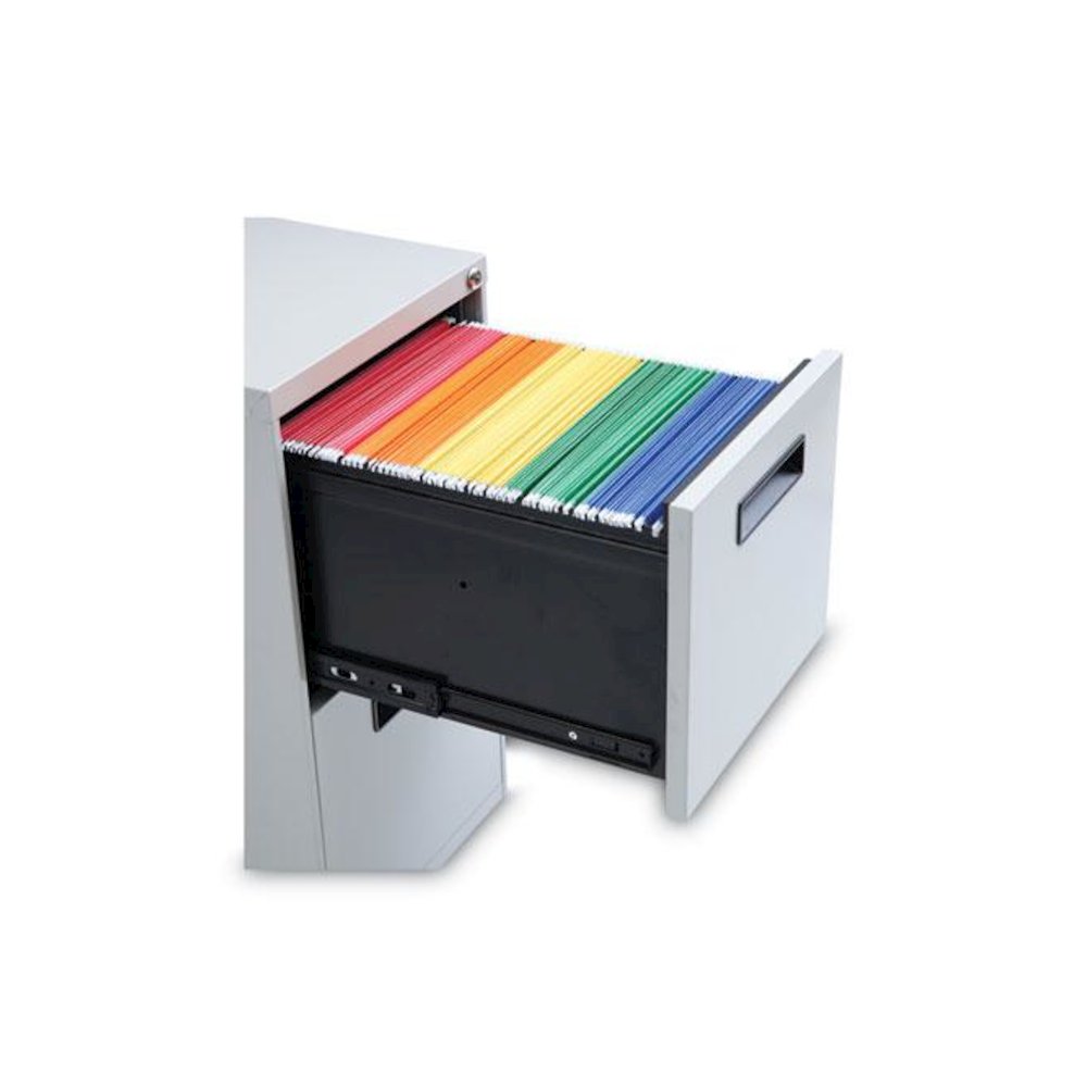 File Pedestal, Left or Right, 2 Legal/Letter-Size File Drawers, Light Gray, 14.96" x 19.29" x 27.75". Picture 5