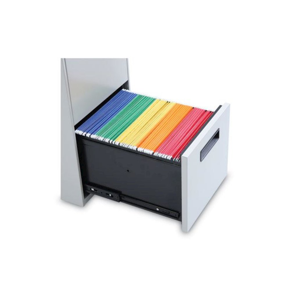 File Pedestal, Left or Right, 2 Legal/Letter-Size File Drawers, Light Gray, 14.96" x 19.29" x 27.75". Picture 6