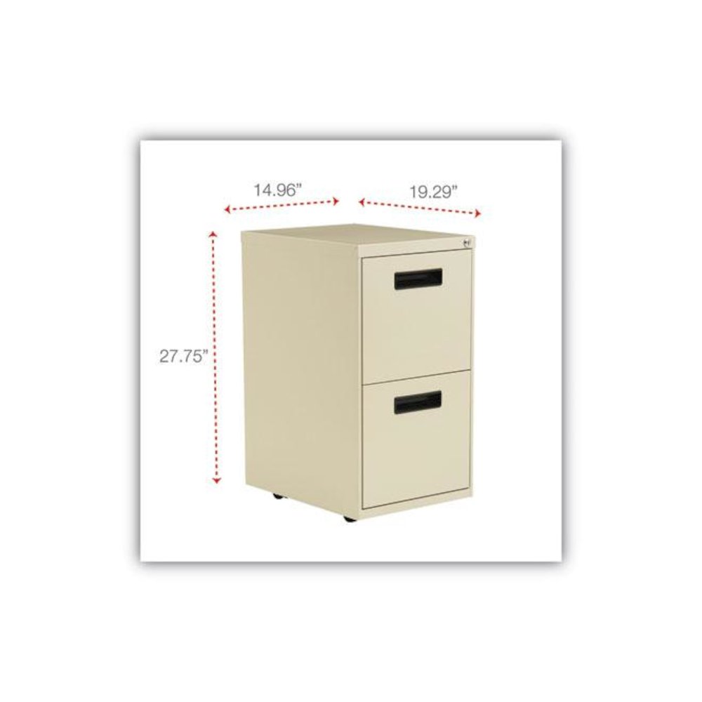 File Pedestal, Left or Right, 2 Legal/Letter-Size File Drawers, Putty, 14.96" x 19.29" x 27.75". Picture 3