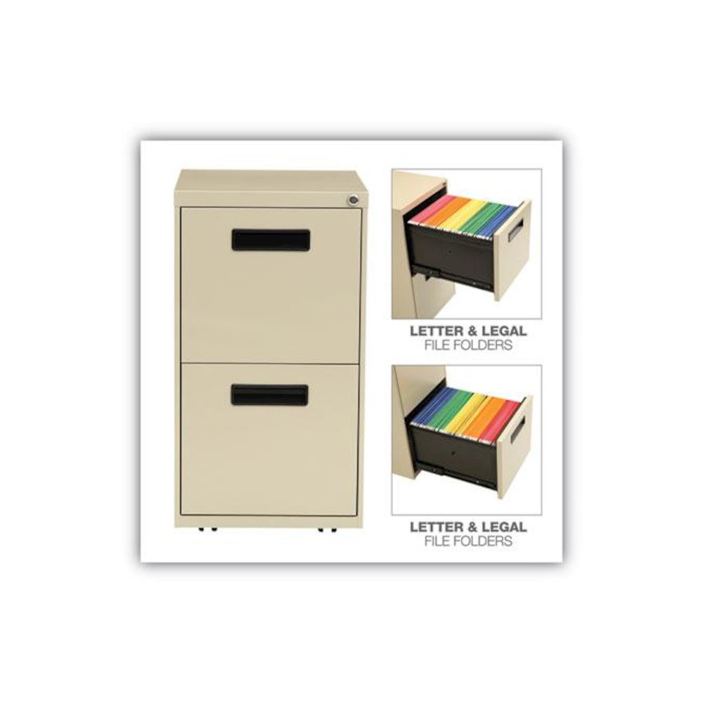 File Pedestal, Left or Right, 2 Legal/Letter-Size File Drawers, Putty, 14.96" x 19.29" x 27.75". Picture 4