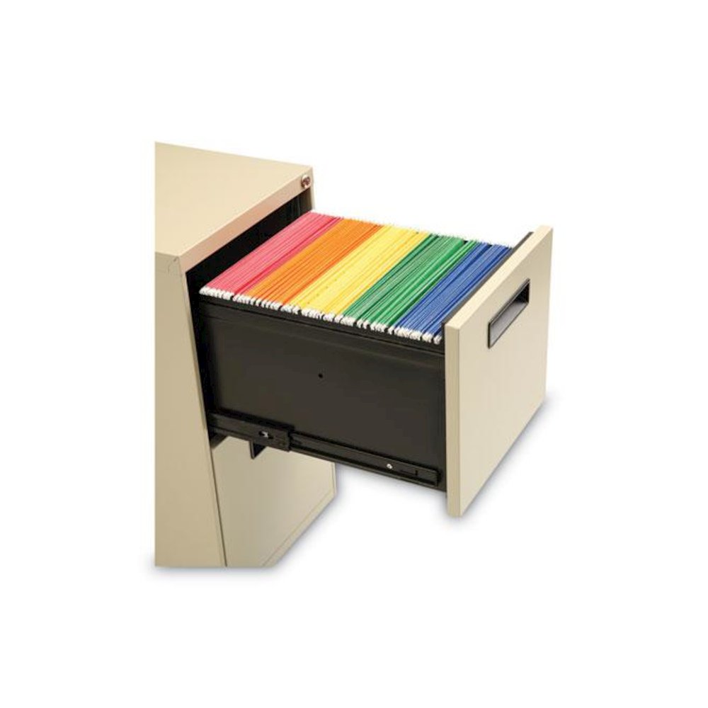 File Pedestal, Left or Right, 2 Legal/Letter-Size File Drawers, Putty, 14.96" x 19.29" x 27.75". Picture 5