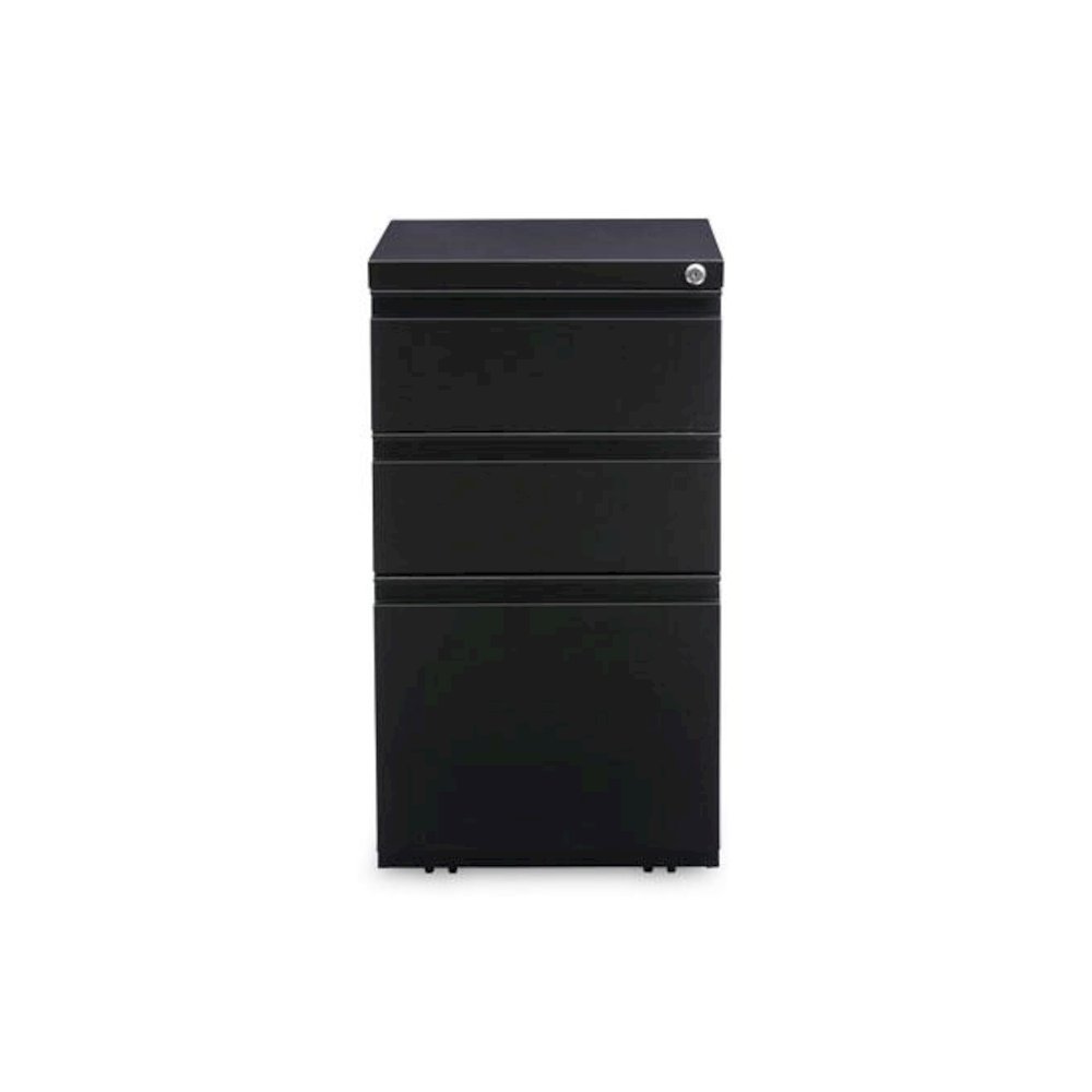 File Pedestal with Full-Length Pull, Left or Right, 3-Drawers: Box/Box/File, Legal/Letter, Black, 14.96" x 19.29" x 27.75". Picture 2