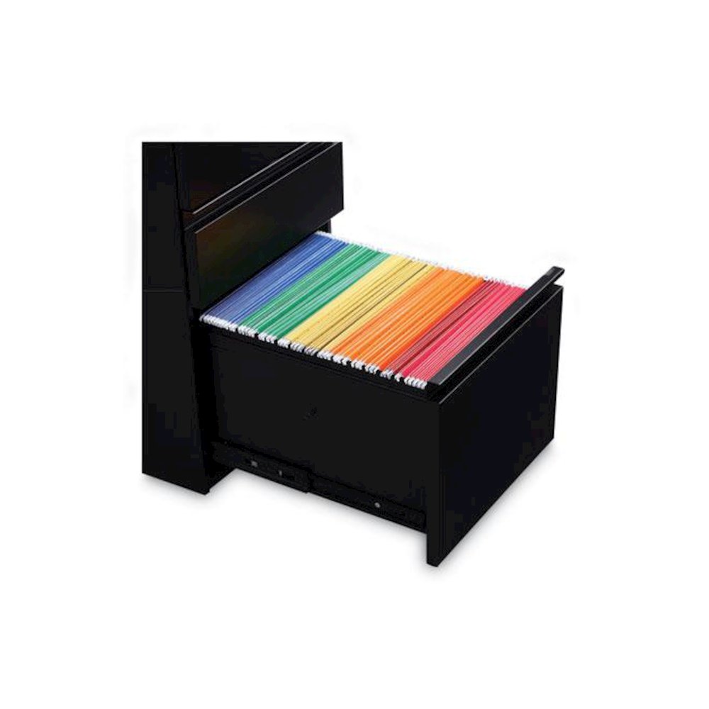 File Pedestal with Full-Length Pull, Left or Right, 3-Drawers: Box/Box/File, Legal/Letter, Black, 14.96" x 19.29" x 27.75". Picture 6