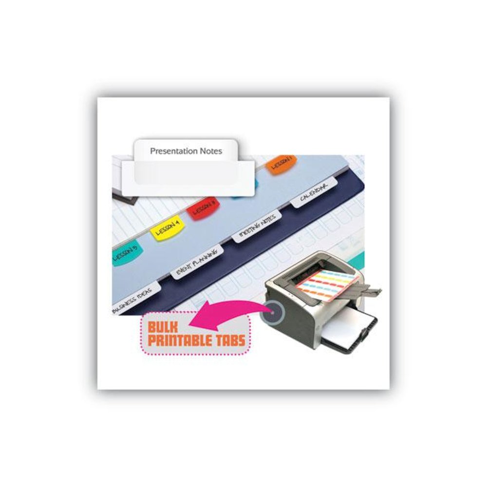 Laser Printable Index Tabs, 1/5-Cut, White, 2" Wide, 300/Pack. Picture 5