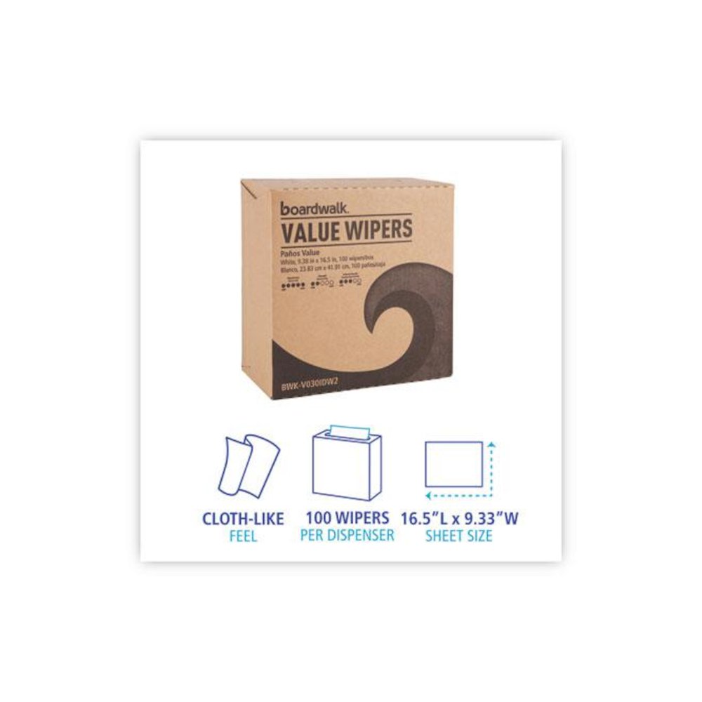 DRC Wipers, 9.33 x 16.5, White, 100 Dispenser Packs, 9 Dispenser Packs/Carton. Picture 3