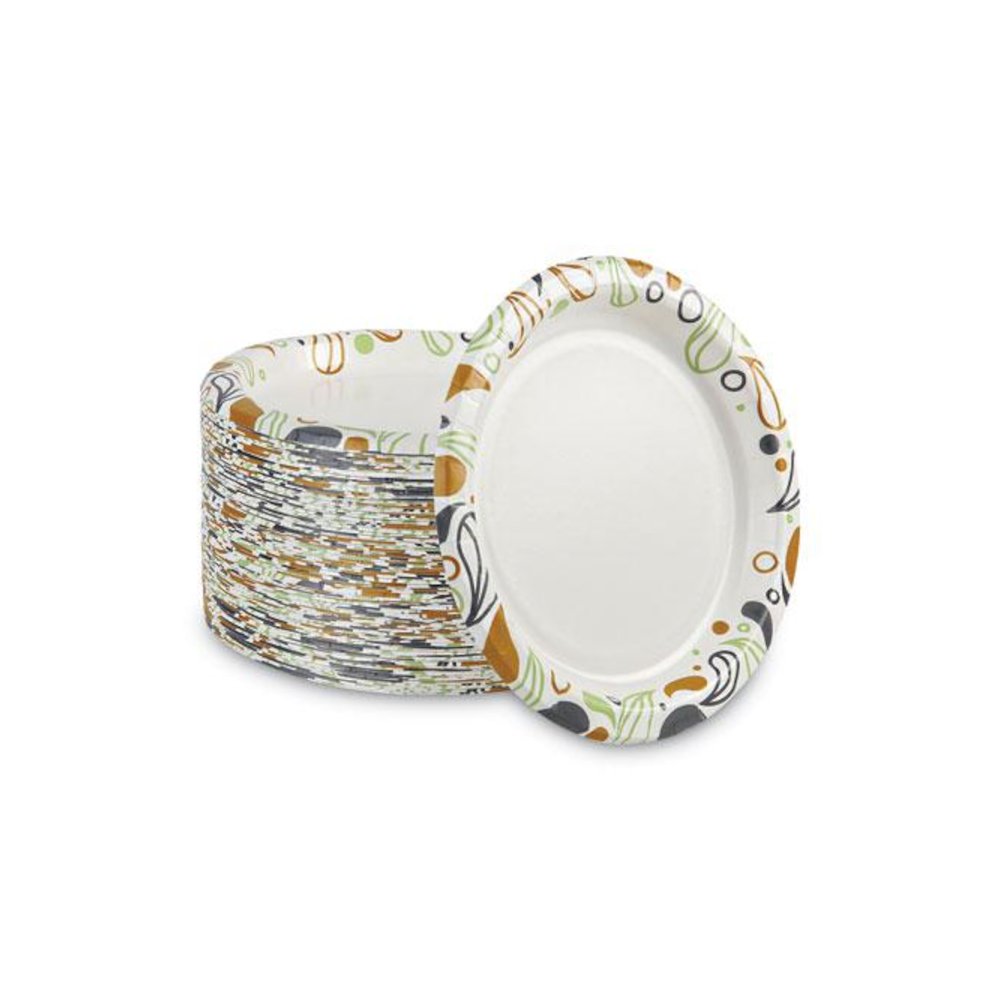 Deerfield Printed Paper Plates, 9" dia, Coated/Soak Proof, White/Yellow/Green/Purple, 125/Pack, 8 Packs/Carton. Picture 1