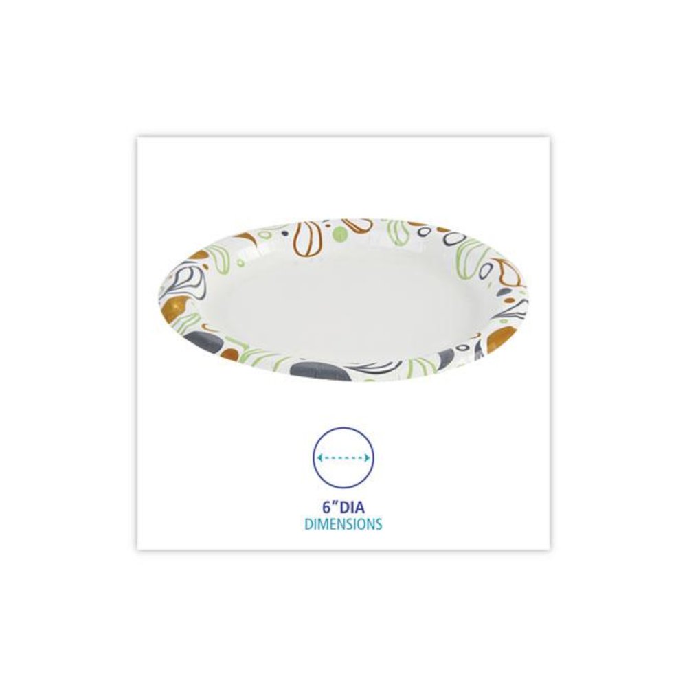 Deerfield Printed Paper Plates, 6" dia, Coated/Soak Proof, White/Yellow/Green/Purple, 250/Pack, 4 Packs/Carton. Picture 4