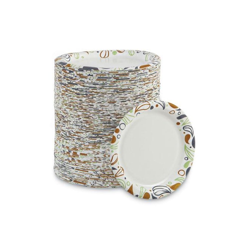 Deerfield Printed Paper Plates, 6" dia, Coated/Soak Proof, White/Yellow/Green/Purple, 250/Pack, 4 Packs/Carton. Picture 1