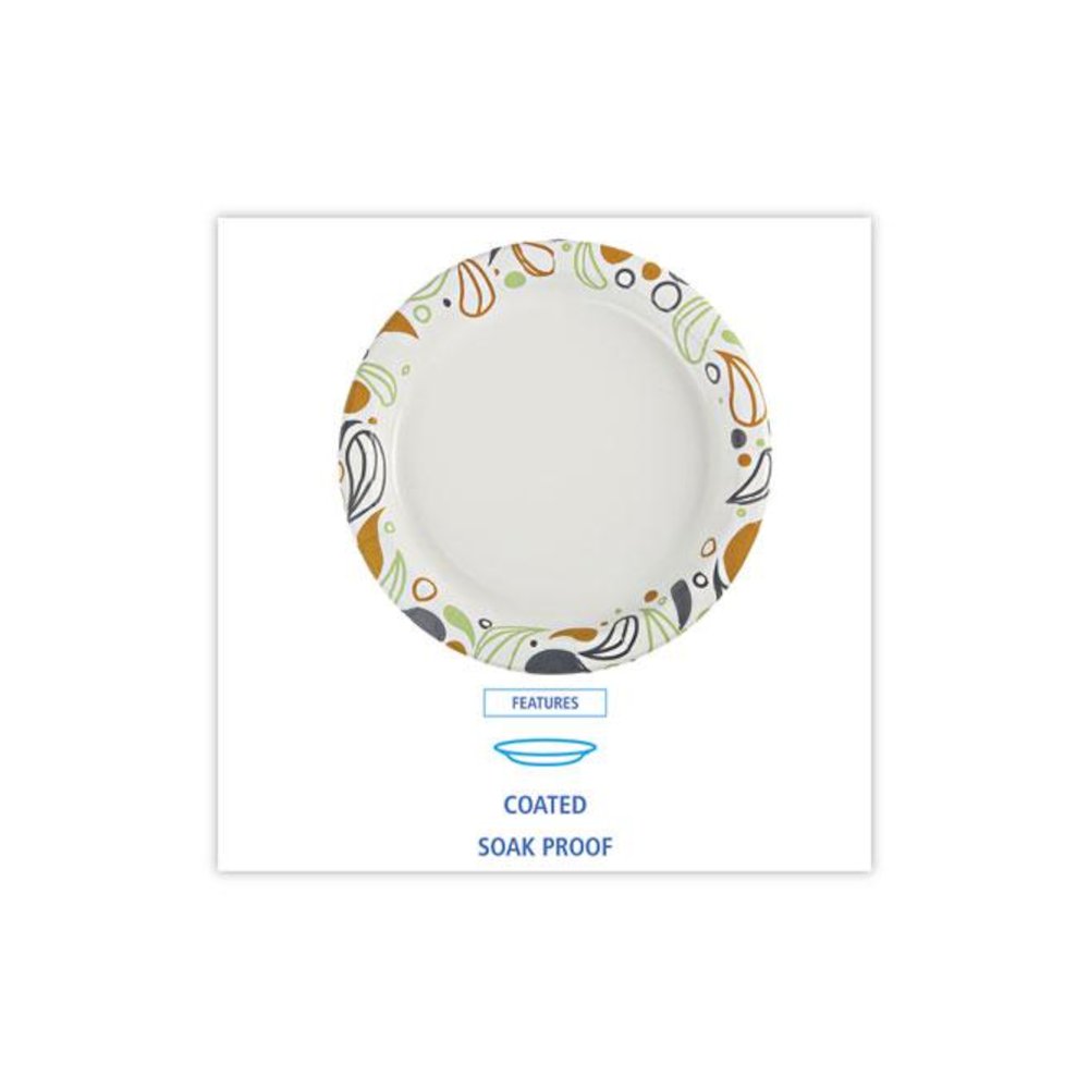 Deerfield Printed Paper Plates, 9" dia, Coated/Soak Proof, White/Yellow/Green/Purple, 125/Pack, 8 Packs/Carton. Picture 5