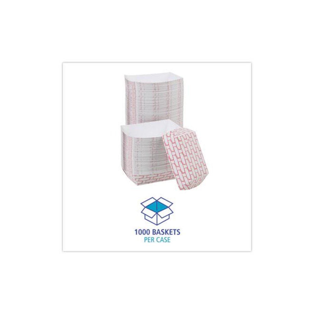 Paper Food Baskets, 2 lb Capacity, Red/White, 1,000/Carton. Picture 3