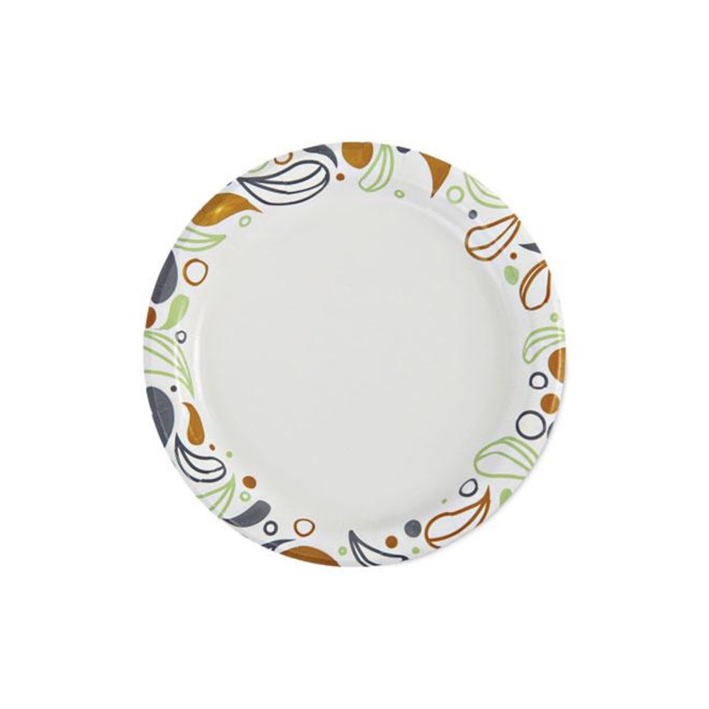 Deerfield Printed Paper Plates, 6" dia, Coated/Soak Proof, White/Yellow/Green/Purple, 250/Pack, 4 Packs/Carton. Picture 2