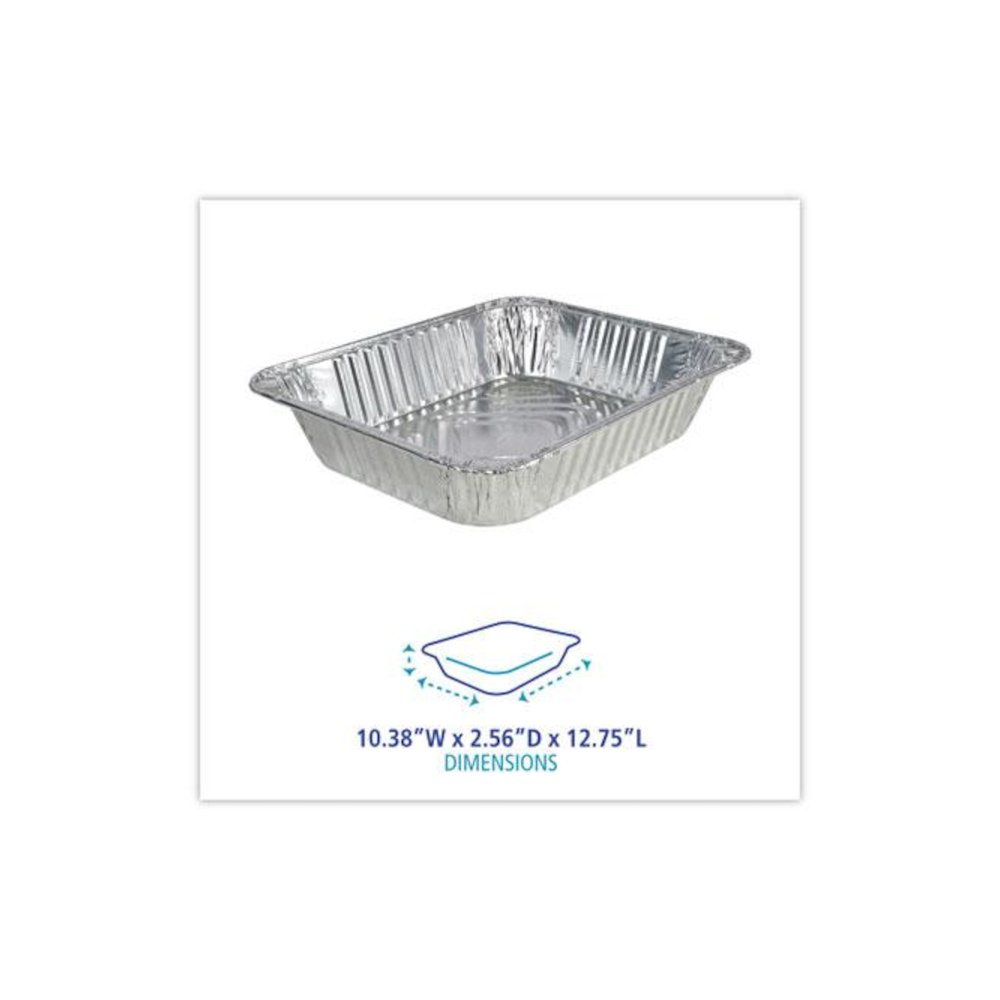 Aluminum Steam Table Pans, Half-Size Deep, 400 Gauge, 2.56" Deep, 10.38 x 12.75, 100/Carton. Picture 2
