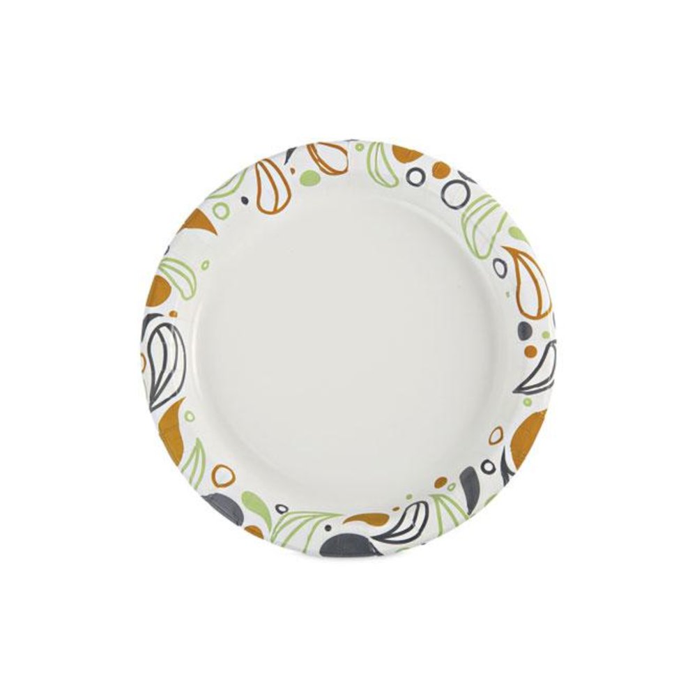 Deerfield Printed Paper Plates, 9" dia, Coated/Soak Proof, White/Yellow/Green/Purple, 125/Pack, 8 Packs/Carton. Picture 2