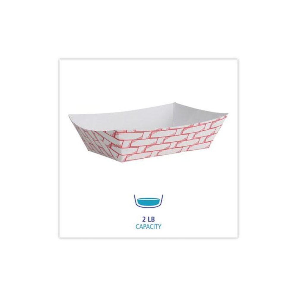 Paper Food Baskets, 2 lb Capacity, Red/White, 1,000/Carton. Picture 2