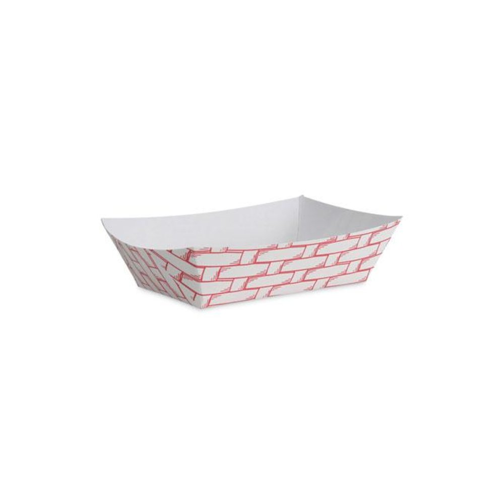 Paper Food Baskets, 2 lb Capacity, Red/White, 1,000/Carton. Picture 1