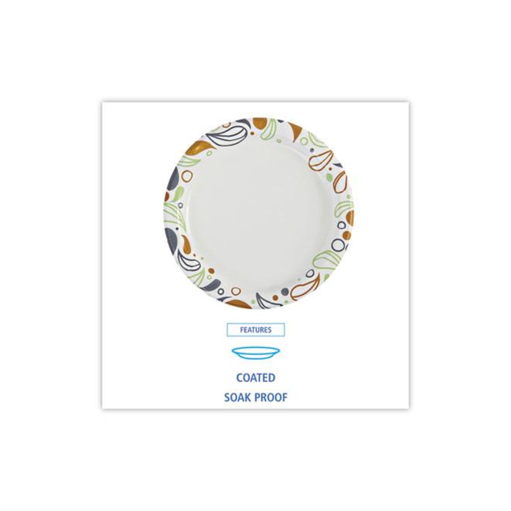 Deerfield Printed Paper Plates, 6" dia, Coated/Soak Proof, White/Yellow/Green/Purple, 250/Pack, 4 Packs/Carton. Picture 5