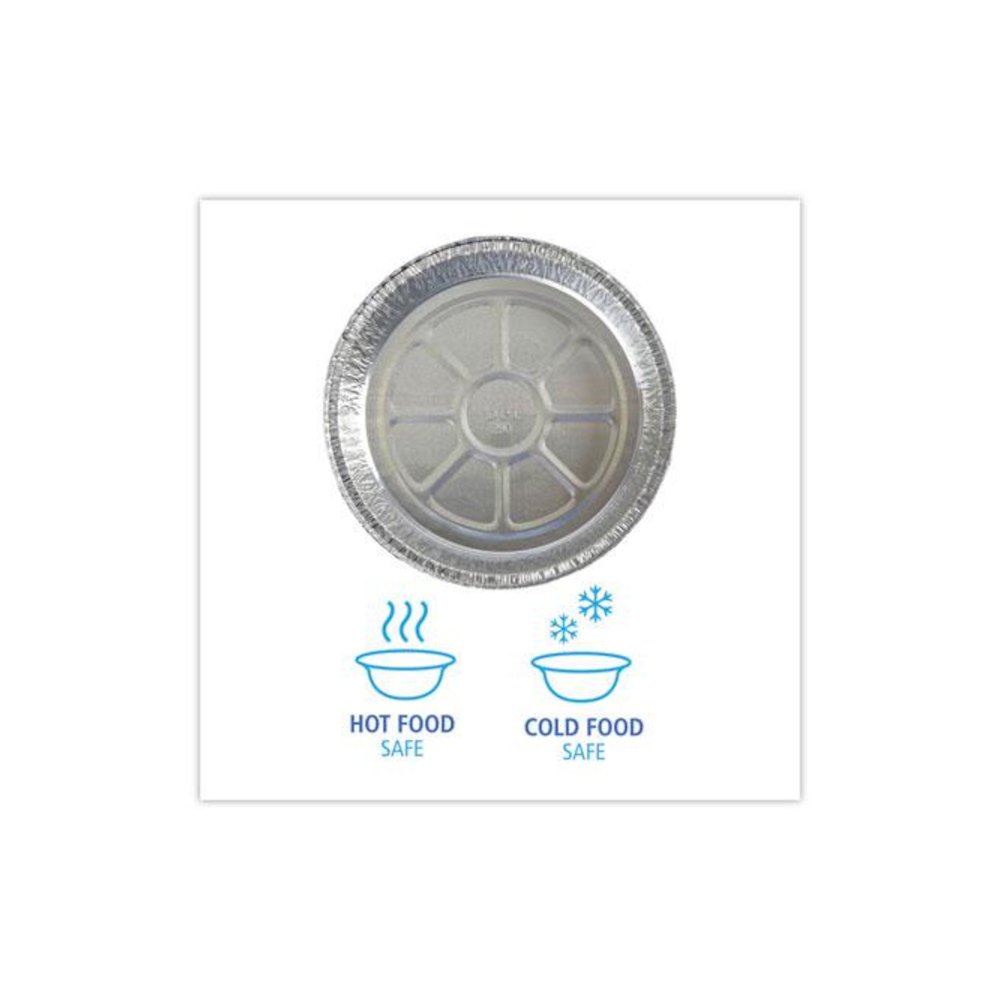 Round Aluminum To-Go Containers, 300 Gauge, 48 oz, 9" Diameter x 1.66" h, Silver, 500/Carton. Picture 6