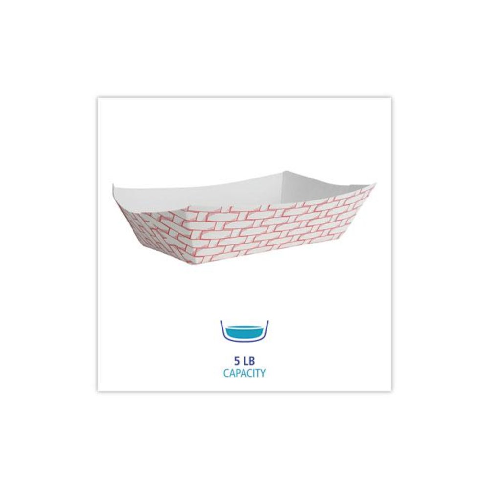 Paper Food Baskets, 5 lb Capacity, Red/White, 500/Carton. Picture 2