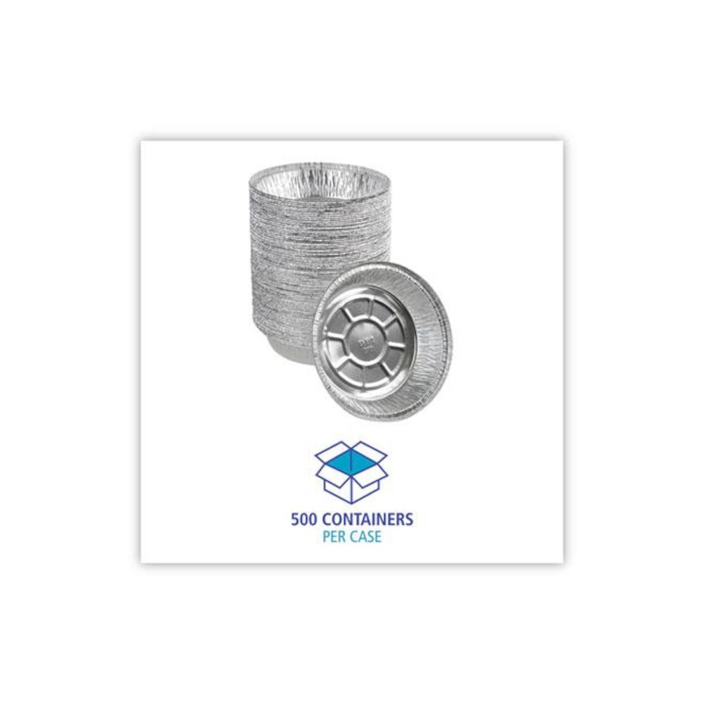 Round Aluminum To-Go Containers, 250 Gauge, 24 oz, 7" Diameter x 1.47" h, Silver, 500/Carton. Picture 7