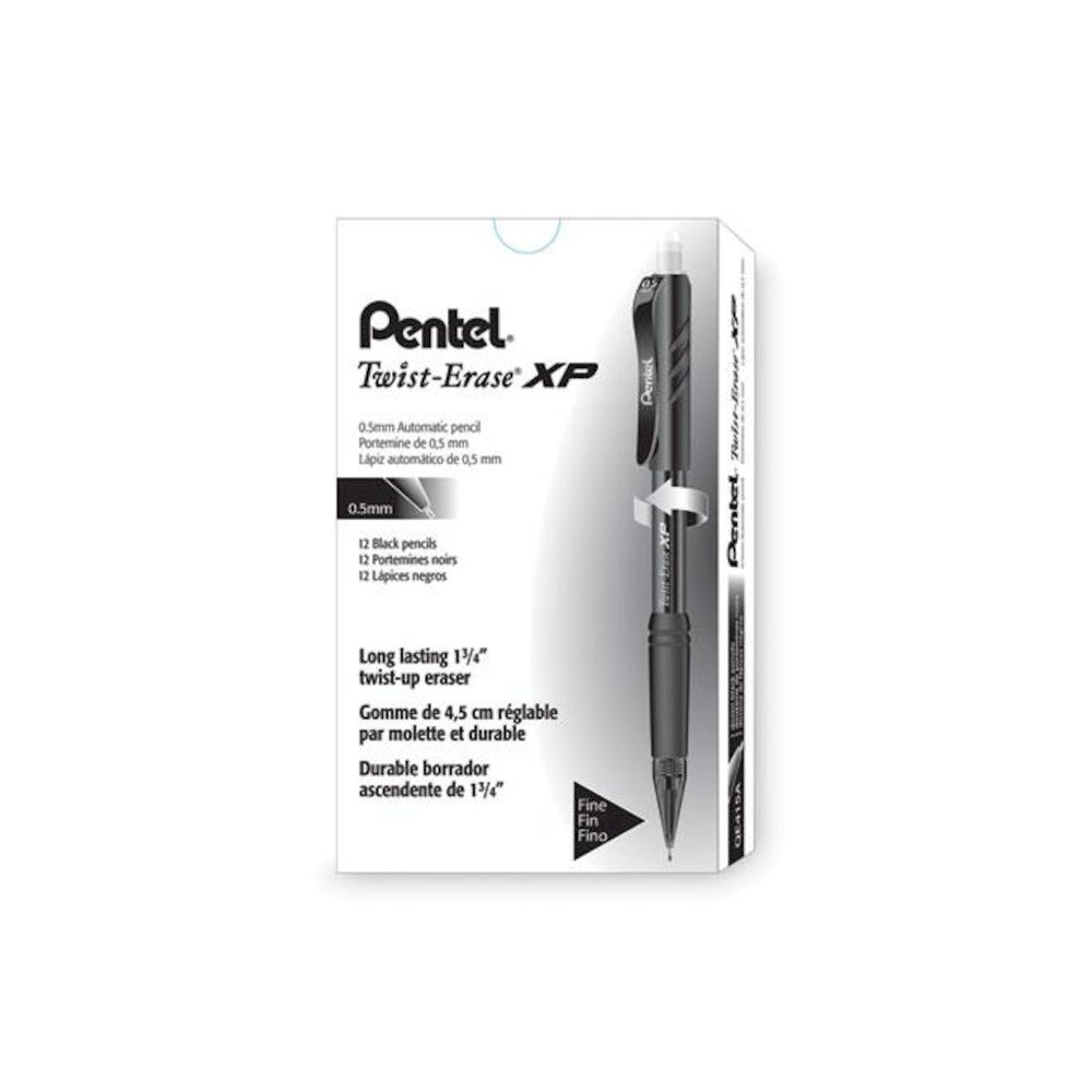 Twist-Erase EXPRESS Mechanical Pencil, 0.5 mm, HB (#2), Black Lead, Black Barrel, Dozen. Picture 2