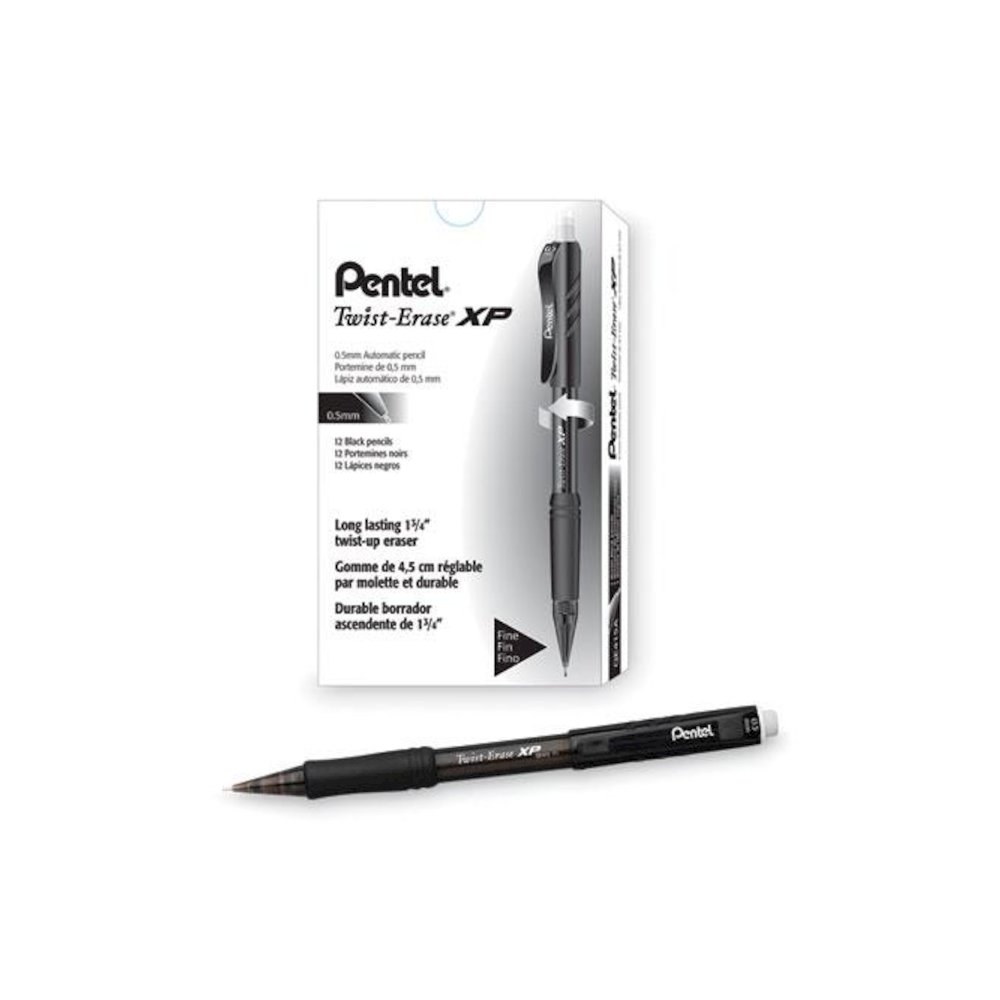 Twist-Erase EXPRESS Mechanical Pencil, 0.5 mm, HB (#2), Black Lead, Black Barrel, Dozen. Picture 3