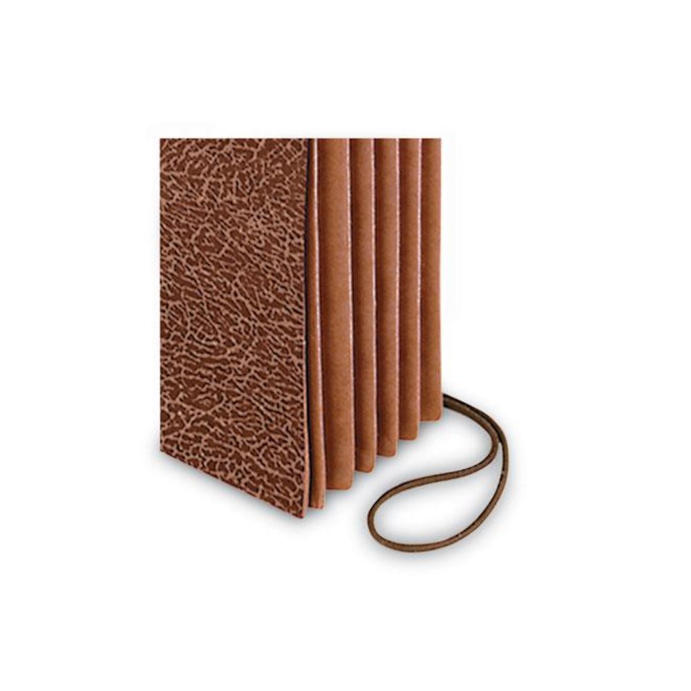 Standard Expanding Wallet with Fiber Gussets, 5.25" Expansion, 1 Section, Elastic Cord Closure, Legal Size, Red Fiber. Picture 4
