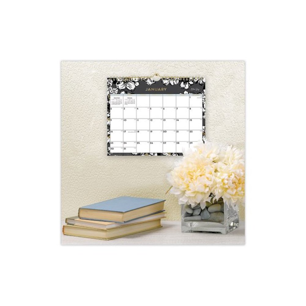 Baccara Dark Wall Calendar, Floral Artwork, 11 x 8.75, White/Black/Gold Sheets, 12-Month (Jan to Dec): 2026. Picture 3