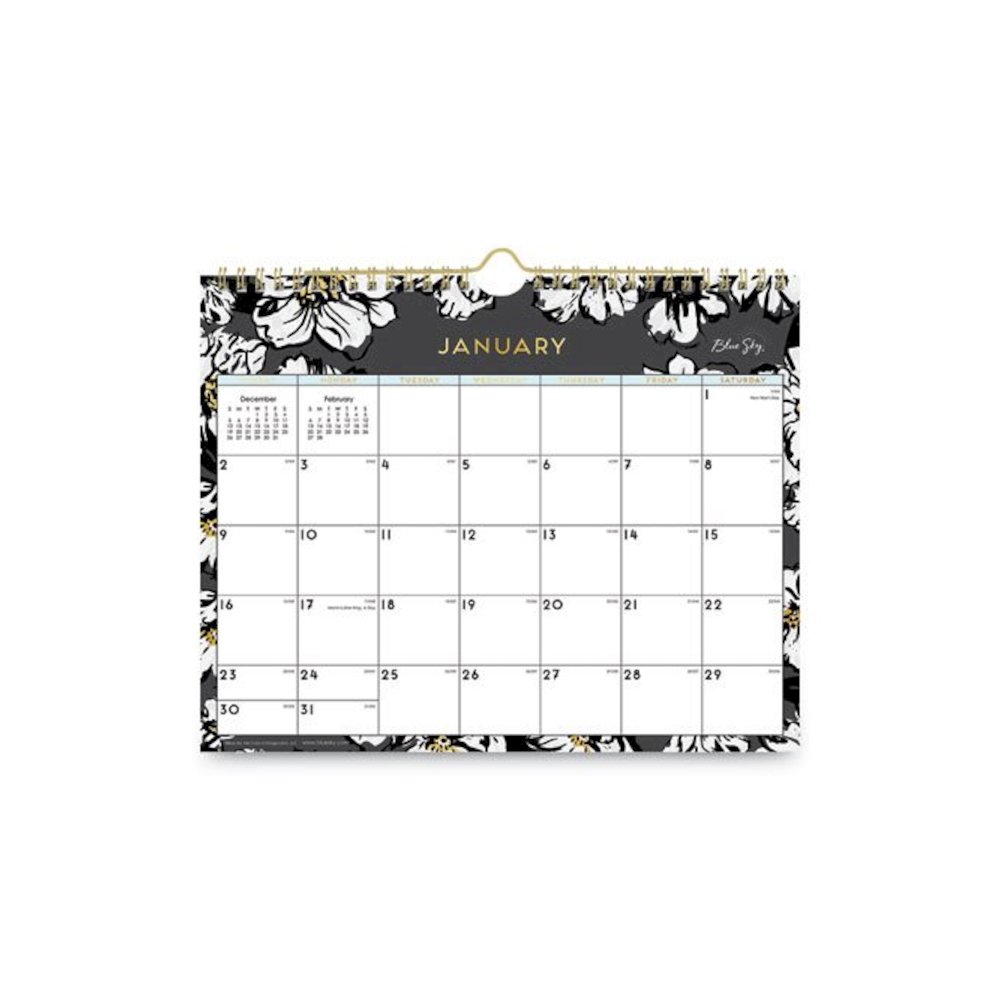 Baccara Dark Wall Calendar, Floral Artwork, 11 x 8.75, White/Black/Gold Sheets, 12-Month (Jan to Dec): 2026. Picture 2